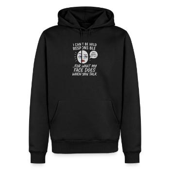 I Can't Be Held Responsible For What My Face Does - Männer Premium Bio Hoodie - Schwarz - Vorne - Nico (187cm)