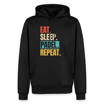 Essen, schlafen, Padel wiederholen - Männer Premium Bio Hoodie - Schwarz - Vorne - Nico (187cm)