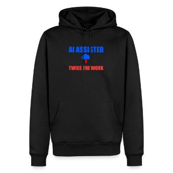 KI unterstützte doppelt so viel Arbeit - Männer Premium Bio Hoodie - Schwarz - Vorne - Nico (187cm)