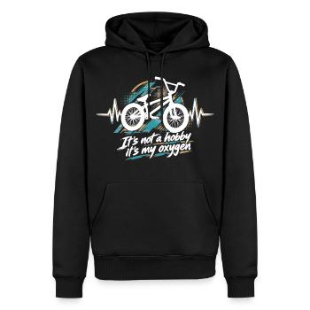 BMX Herzschlag EKG: It's Not a Hobby, It's Oxygen - Männer Premium Bio Hoodie - Schwarz - Vorne - Nico (187cm)