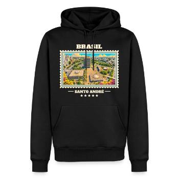 Brasilien Santo André Vintage Reisemarke - Männer Premium Bio Hoodie - Schwarz - Vorne - Nico (187cm)