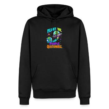  Planet Fine People Questionable Alien UFO Erde - Männer Premium Bio Hoodie - Schwarz - Vorne - Nico (187cm)