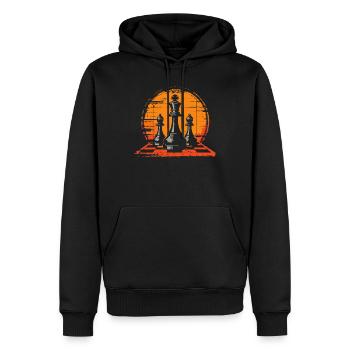 Schachfiguren Porträt - Männer Premium Bio Hoodie - Schwarz - Vorne - Nico (187cm)