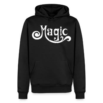 Magic Magie magisch psychedelic sixties Typo  - Männer Premium Bio Hoodie - Schwarz - Vorne - Nico (187cm)