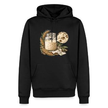 Lebendige Kultur – Sauerteigillustration - Männer Premium Bio Hoodie - Schwarz - Vorne - Nico (187cm)