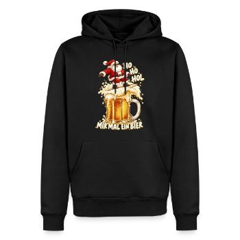 Ho Ho Hol mir mal ein Bier Surfender Weihnachtsman - Männer Premium Bio Hoodie - Schwarz - Vorne - Nico (187cm)