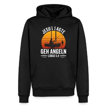 Jesus Sagte Geh Angeln - Männer Premium Bio Hoodie - Schwarz - Vorne - Nico (187cm)