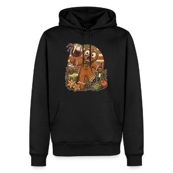 Christmas Lebkuchenmann im Weinchaos - Männer Premium Bio Hoodie - Schwarz - Vorne - Nico (187cm)
