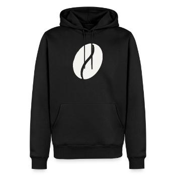Kaffeebohne Linienminimalistik - Männer Premium Bio Hoodie - Schwarz - Vorne - Nico (187cm)