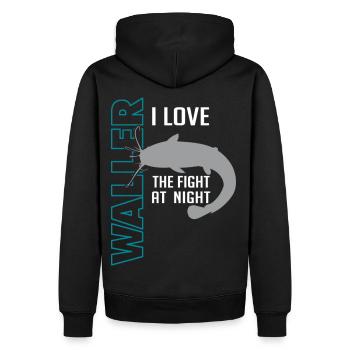 Waller fischen Nachtangeln Angler und Anglerin - Männer Premium Bio Hoodie - Schwarz - Hinten - Nico (187cm)