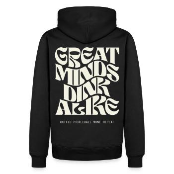 Great Minds Dink Alike Pickleball Design - Männer Premium Bio Hoodie - Schwarz - Hinten - Nico (187cm)