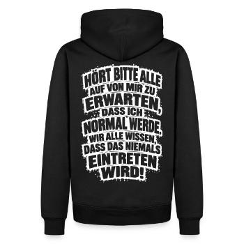 Lustiger Spruch Hört bitte alle auf, von mir zu... - Männer Premium Bio Hoodie - Schwarz - Hinten - Nico (187cm)
