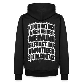 Lustiger Spruch Keiner hat Dich nach Deiner... - Männer Premium Bio Hoodie - Schwarz - Hinten - Nico (187cm)