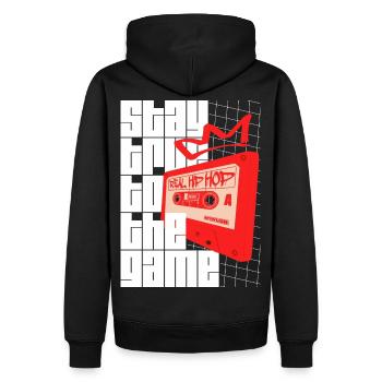 Stay True To The Game - Hip Hop Statement - Männer Premium Bio Hoodie - Schwarz - Hinten - Nico (187cm)