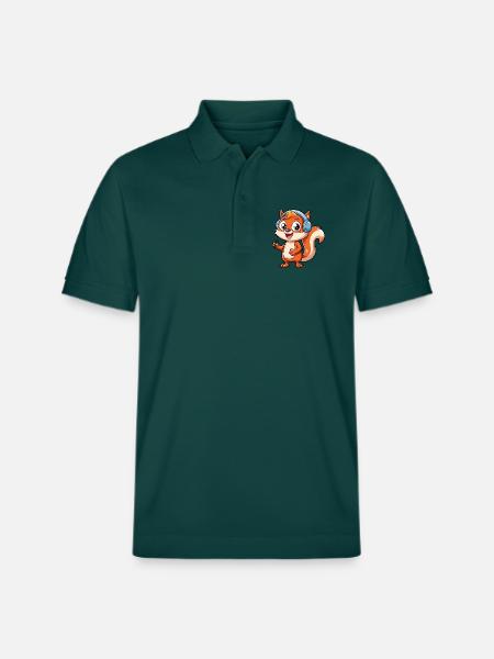 Ekorre Rolig Tecknad Figur Hörlurar Musik - Ekologisk pikétröja PREPSTER unisex från Stanley/Stella - glaserad grön