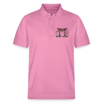 Japanische Torii und Wellen - Stanley/Stella Unisex Bio-Poloshirt PREPSTER - Blasenrosa - Vorne - Roxy (174cm) & Andy (188cm)
