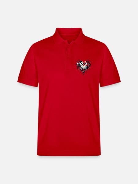 Geometric Heart - Stanley/Stella Unisex Organic Polo Shirt PREPSTER - red