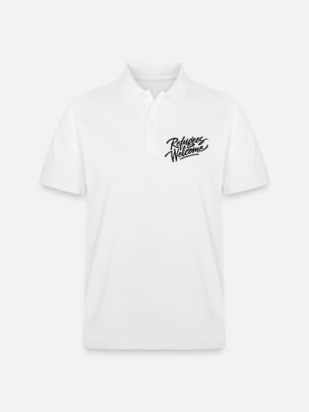 refugees welcome black - Stanley/Stella Unisex Organic Polo Shirt PREPSTER - white