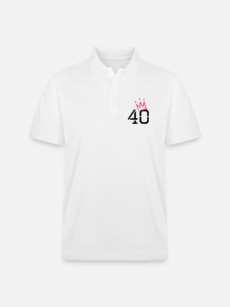 40 crown - 40th birthday - Stanley/Stella Unisex Organic Polo Shirt PREPSTER - white