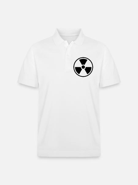 Radiation Solid Icon Nuclear Warning Symbol - Stanley/Stella Unisex Organic Polo Shirt PREPSTER - white