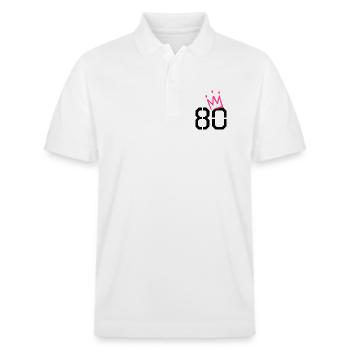 80. Geburtstag - 80 Krone - 80 Jahre alt - Stanley/Stella Unisex Bio-Poloshirt PREPSTER - Weiß - Vorne - Roxy (174cm) & Andy (188cm)