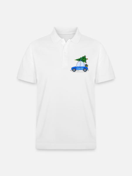 Police Car Christmas - Stanley/Stella Unisex Organic Polo Shirt PREPSTER - white