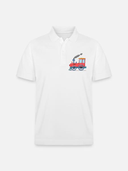 Children's train railway pink - Stanley/Stella Unisex Organic Polo Shirt PREPSTER - white