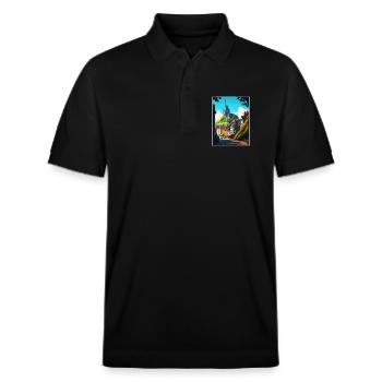 Marburg Deutschland Vintage Reiseposter WPA Souvenir - Stanley/Stella Unisex Bio-Poloshirt PREPSTER - Schwarz - Vorne - Roxy (174cm) & Andy (188cm)