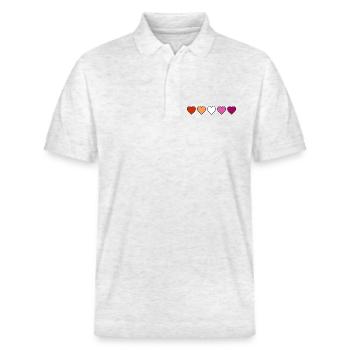 Cœurs lesbiennes, lesbiennes - Polo PREPSTER bio Stanley/Stella Unisexe - blanc chiné - Devant - Roxy (174cm) & Andy (188cm)