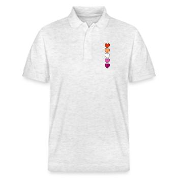 Cœurs lesbiennes lesbiennes - Polo PREPSTER bio Stanley/Stella Unisexe - blanc chiné - Devant - Roxy (174cm) & Andy (188cm)