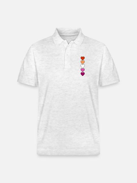 Lesbian Lesbian Hearts - Stanley/Stella Unisex Organic Polo Shirt PREPSTER - heather white