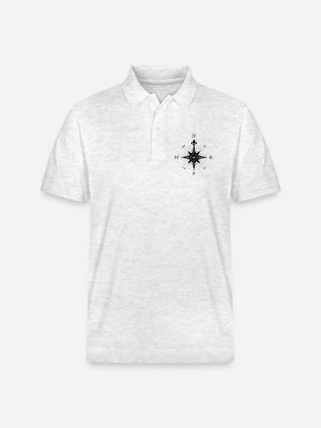 Wind Rose - compass - retro - Stanley/Stella Unisex Organic Polo Shirt PREPSTER - heather white