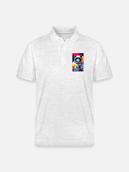 Chat astronaute - Polo PREPSTER bio Stanley/Stella Unisexe - blanc chiné
