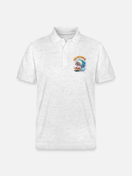 Ride The Waves! - Stanley/Stella Unisex Organic Polo Shirt PREPSTER - heather white