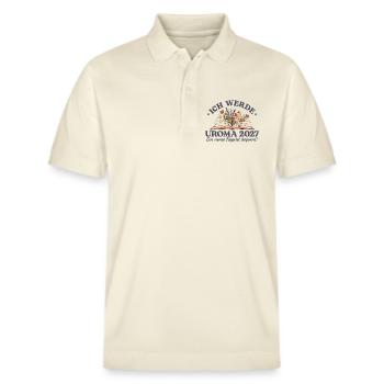 Ich werde Uroma 2027 Schwangerschaftsankündigung - Stanley/Stella Unisex Bio-Poloshirt PREPSTER - Natur - Vorne - Roxy (174cm) & Andy (188cm)