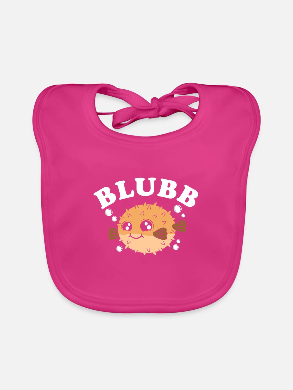 Blubb Kugelfisch - Baby Bio-Lätzchen - Fuchsia - Vorne