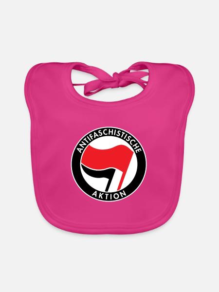 Antifaschistische Aktion, Antifa Logo, Flaggen - Baby Bio-Lätzchen - Fuchsia