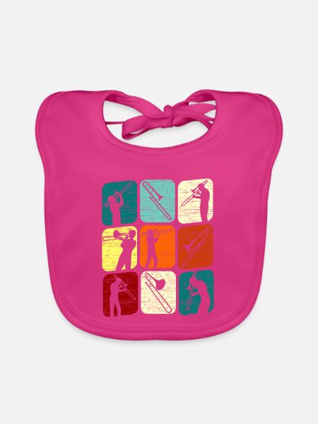 Posaunespieler Posaunist Posaune Retro - Baby Bio-Lätzchen - Fuchsia
