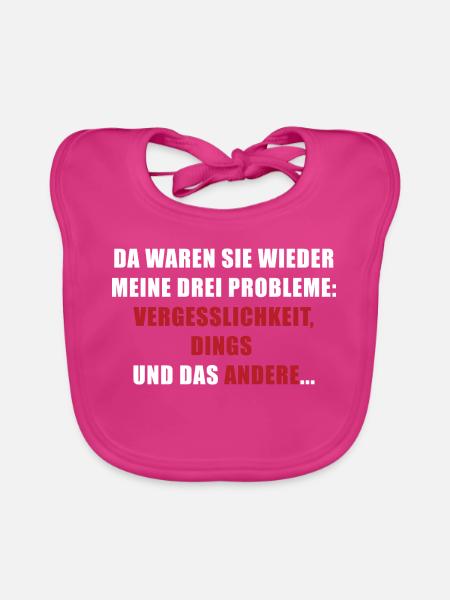 Drei Probleme: Vergesslichkeit, Dings, das andere - Baby Bio-Lätzchen - Fuchsia - Vorne