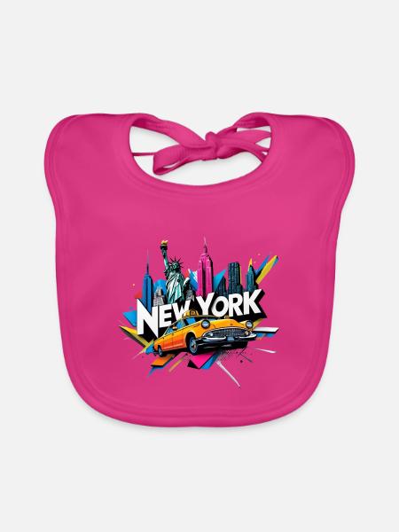 New York - Baby Bio-Lätzchen - Fuchsia
