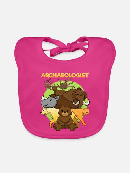 Ice Age Animals Stone Age Mammoths - Baby Bio-Lätzchen - Fuchsia - Vorne