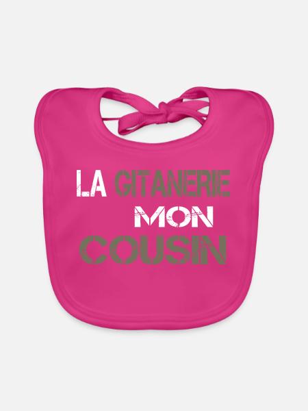 La gitanerie mon cousin - Bavoir bio Bébé - fuchsia - Devant