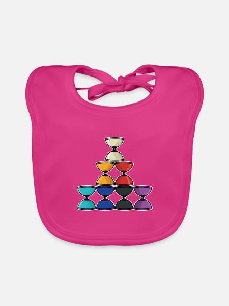 Geschickter Diabolo Zirkusjongleur - Baby Bio-Lätzchen - Fuchsia - Vorne
