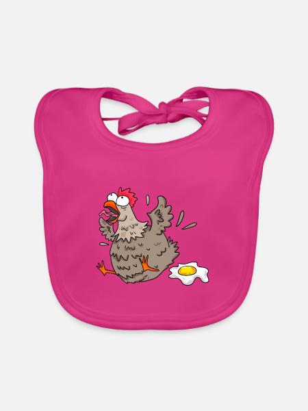 Funny chicken - Organic Baby Bibs - fuchsia