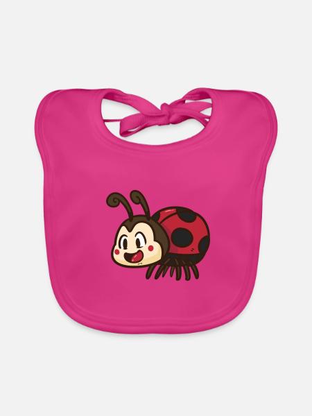 Fleißiger Marienkäfer Blattlausjäger - Baby Bio-Lätzchen - Fuchsia - Vorne