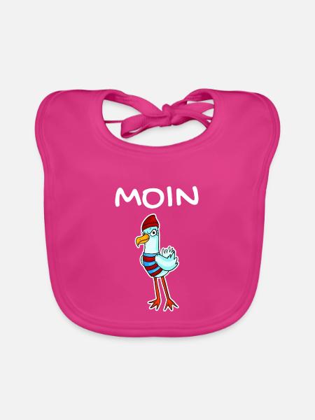 Moin mit Möwe - Moin Möwe - - Baby Bio-Lätzchen - Fuchsia