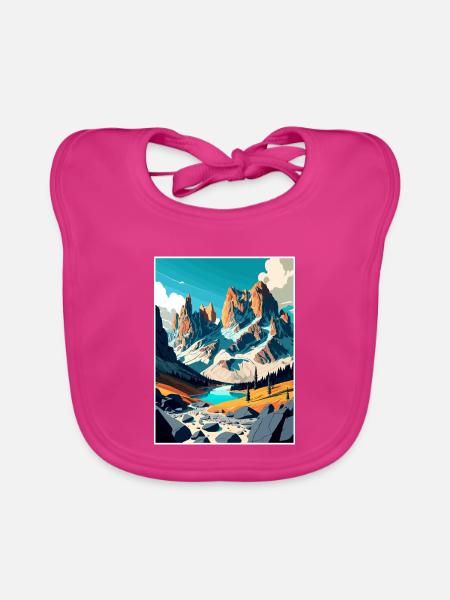 Dolomiten Dolomiten Dolomiten Gebirge Italien - Baby Bio-Lätzchen - Fuchsia - Vorne