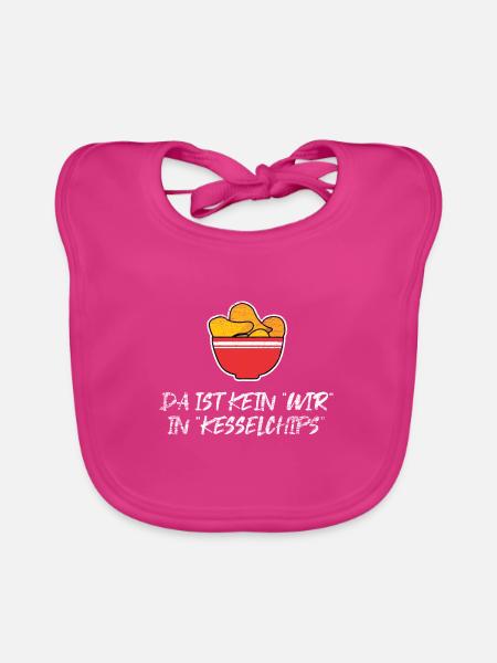 Knuspriger Kesselchips Snackabend - Baby Bio-Lätzchen - Fuchsia - Vorne