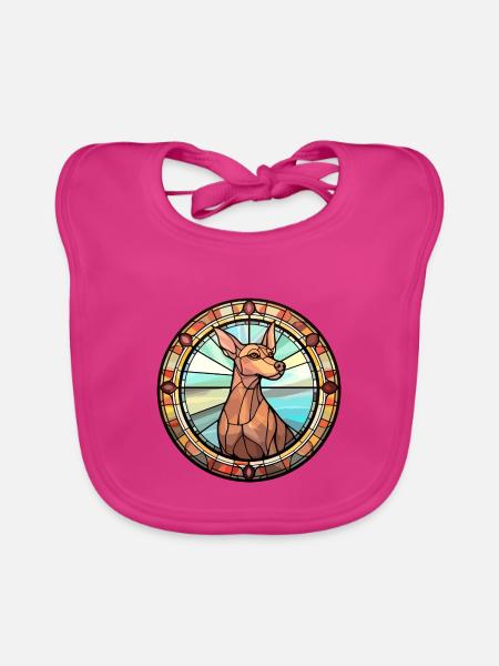 Cirneco Dell Ätna Hunderasse Buntglas Bunt - Baby Bio-Lätzchen - Fuchsia - Vorne