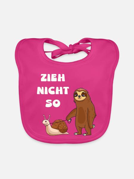 Zieh nicht so Schnecke und ein Faultier - Baby Bio-Lätzchen - Fuchsia